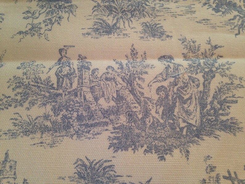 Blue & White Toile Quilting Fabric with Traditional Etsy