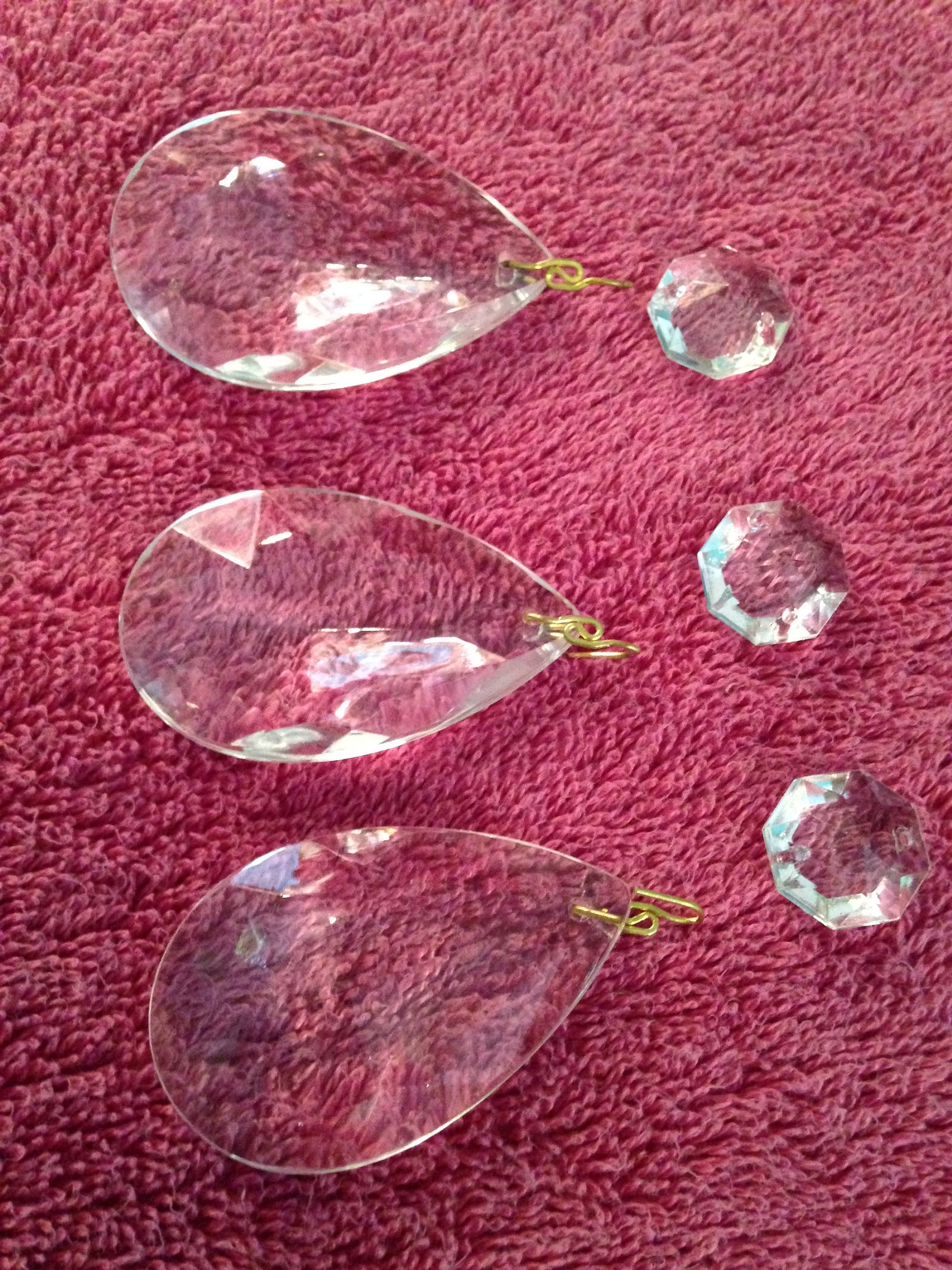 3 Vintage Large Crystal Teardrop Prisms for Crafts Tree Etsy