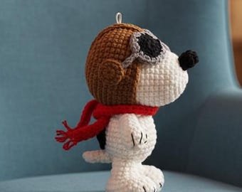 Aviator Snoopy Crochet Pattern: Keychain Pilot Dog Plush (PDF Tutorial)