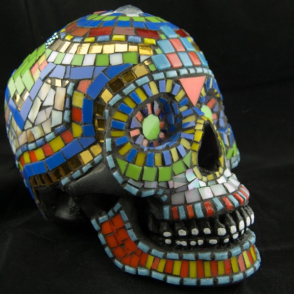 Sugar Skull, Day of the Dead. Dia De Los Muertos. Mosaic. Original Art, OOAK. Featured in 20 Treasuries.