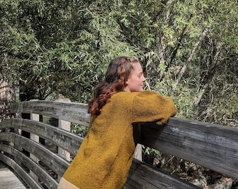 Relaxed handknit wool sweater