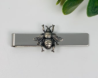 Antique Silver Bee Tie Bar