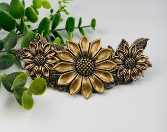 Antique Brass Sunflower Hair Clip/Barrette