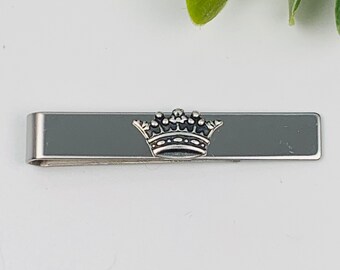 Antique Silver Royal Crown Tie Bar
