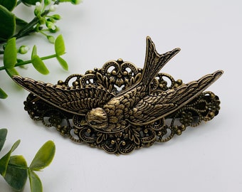 Antique Brass Flying Sparrow Hair Clip/Barrette