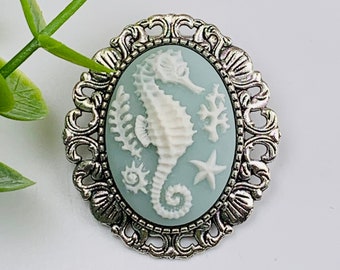 Antique Silver Seahorse Brooch