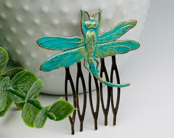Flying Dragonfly Hair Comb Antiqued Brass Comb Bronze Dragonfly Accessory Brass Dragonfly Comb Dragonfly Hair Jewelry Embeelish