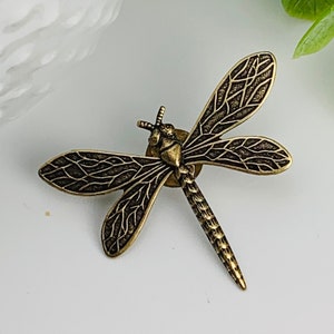 Antique Brass Dragonfly Tie Tack Lapel Pin Brooch