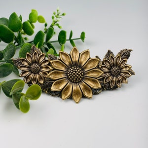 Antique Brass Sunflower Hair Clip/Barrette