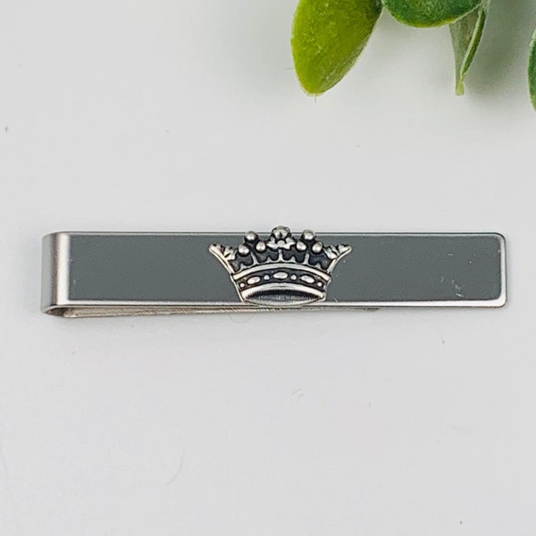 Antique Silver Royal Crown Tie Bar