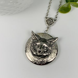 Woodland Antique Silver Fox Locket Necklace