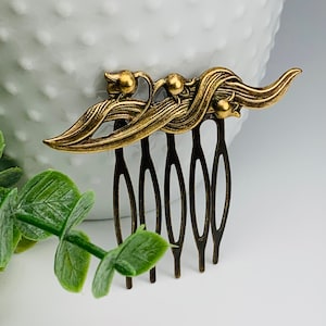 Antique Brass Lily of the Valley Hair Comb