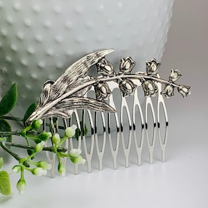 Antique Silver Lily of the Valley Hair Comb