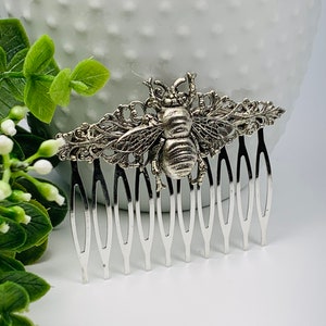 Antique Silver Filigree Bee Hair Comb