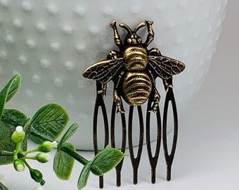 Antique Brass Bee Hair Comb