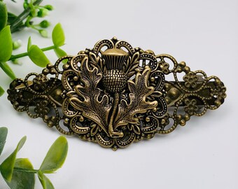 Antique Brass Thistle Hair Clip/Barrette