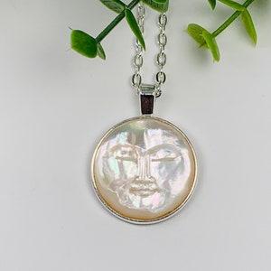 Genuine Mother of Pearl Man on the Moon Necklace