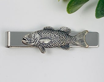 Antique Silver Bass Fish Tie Bar