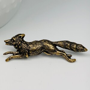 Antique Brass Running Fox Tie Tack or Lapel Pin