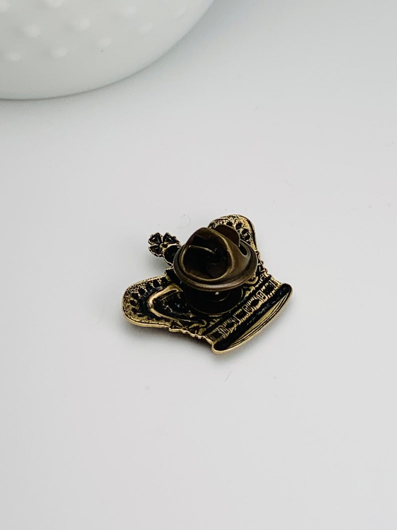 Antique Brass Royal Crown Tie Tack or Lapel Pin image 4