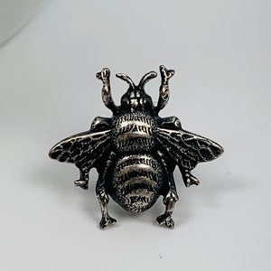 Antique Silver Honey Bee Tie Tack or Lapel Pin