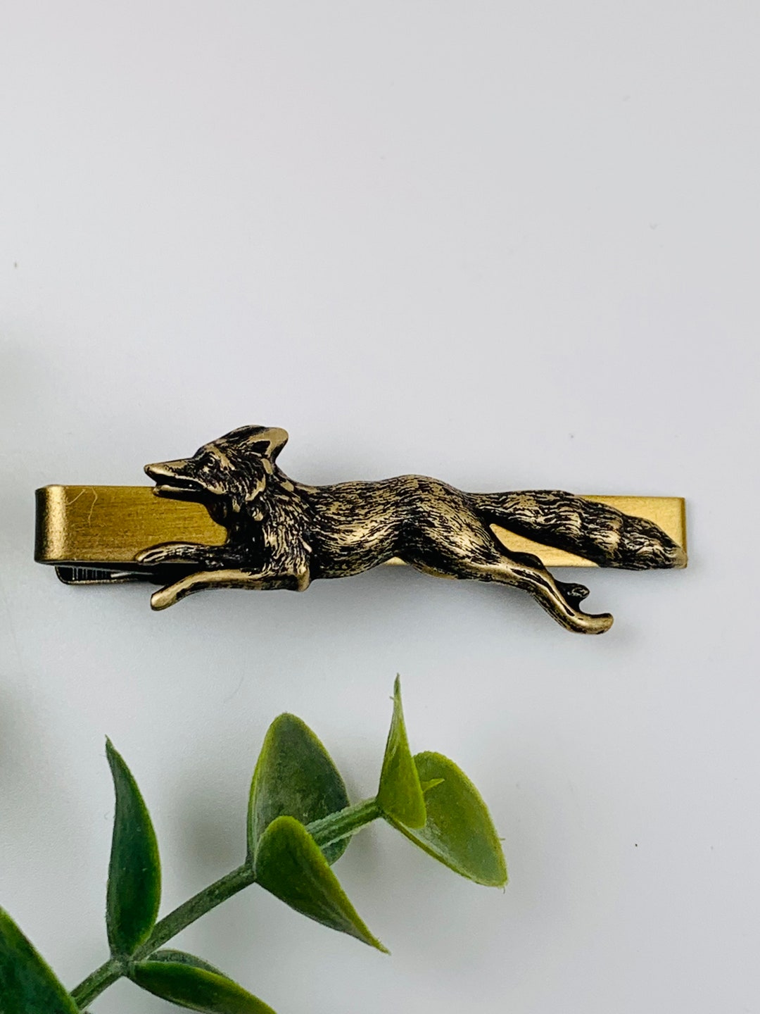Antique Brass Running Fox Tie Bar - Etsy
