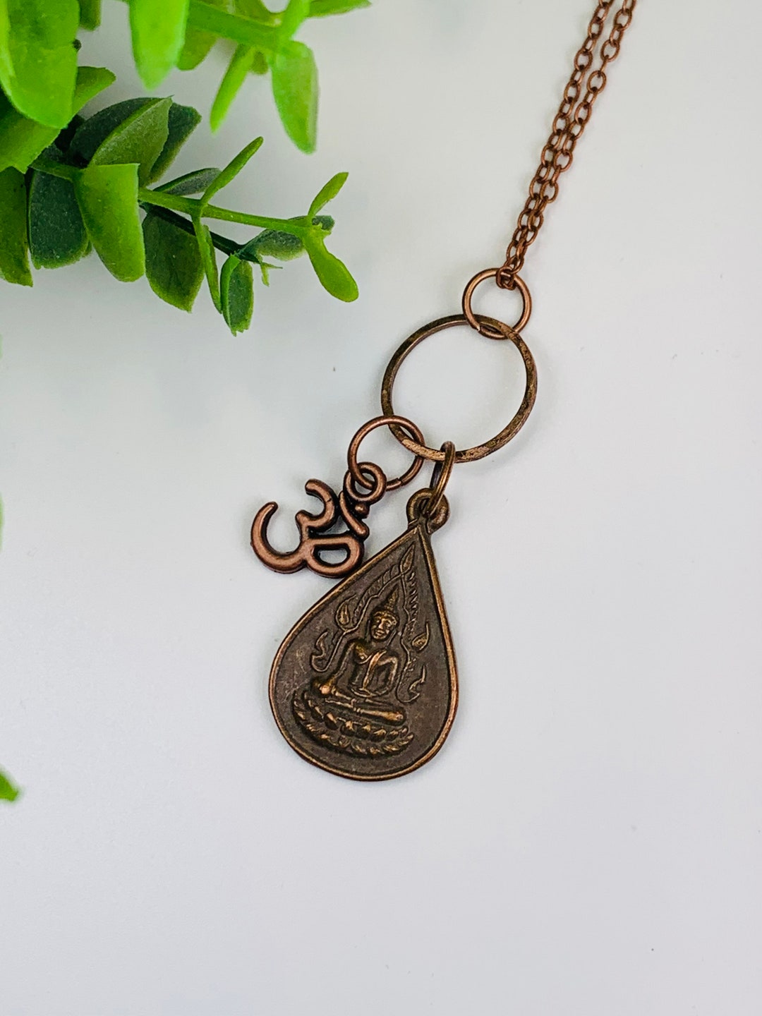 Copper Amulet OM Genuine Vintage Copper Buddha Amulet With Antique Copper OM - Etsy