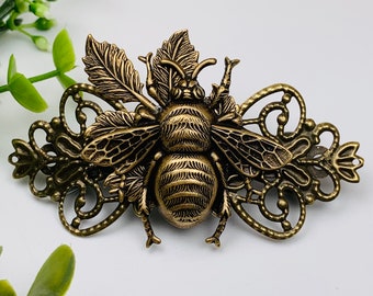 Antique Brass Bee Hair Clip/Barrette