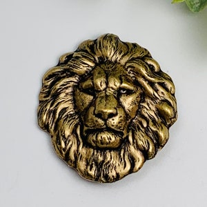 Antique Brass Lion Head Brooch