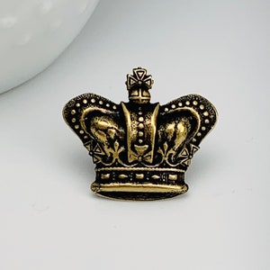 Antique Brass Royal Crown Tie Tack or Lapel Pin image 2