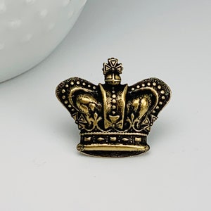 Antique Brass Royal Crown Tie Tack or Lapel Pin image 3