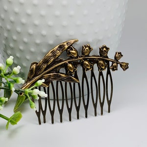 Antique Brass Lily of the Valley Hair Comb