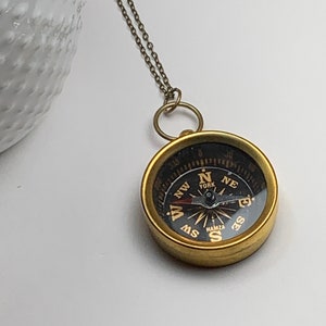 North by Northwest Steampunk Brass Compass Necklace