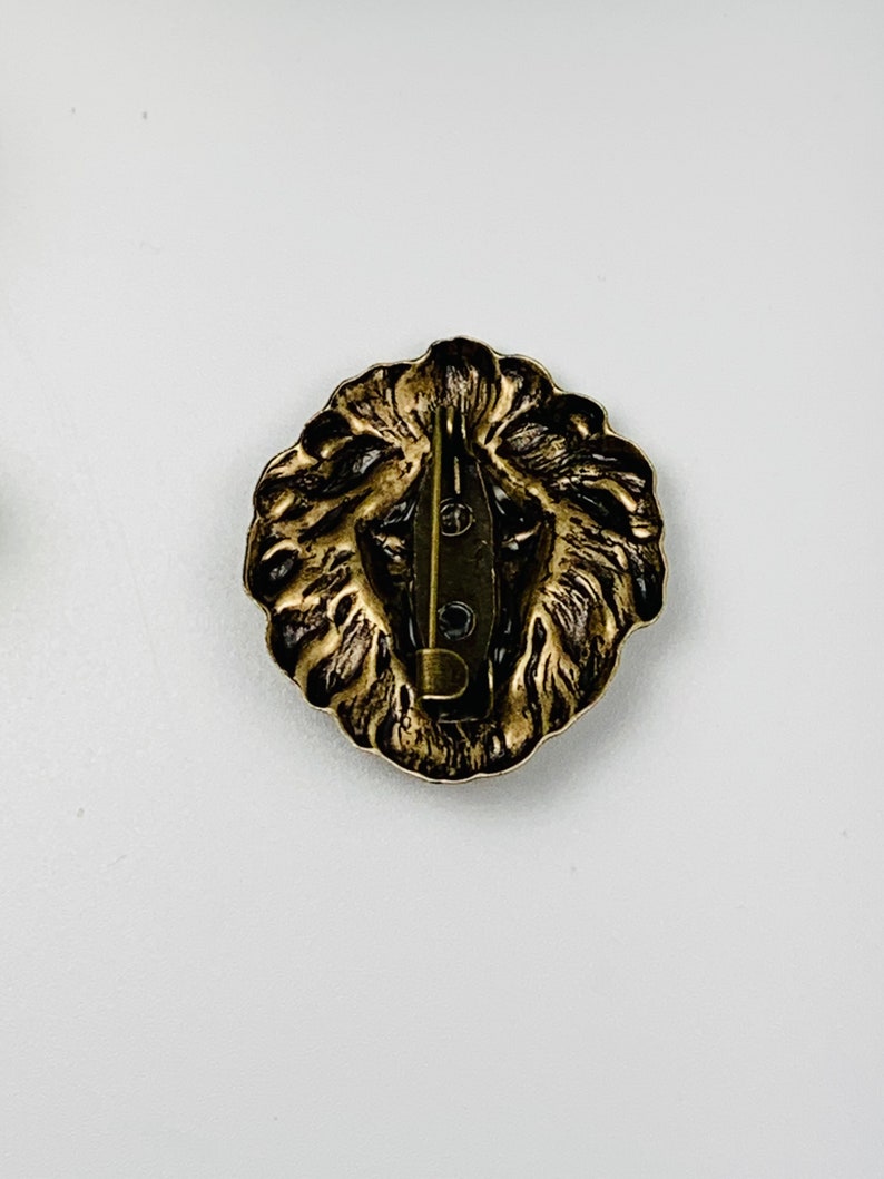 Antique Brass Lion Head Brooch image 4