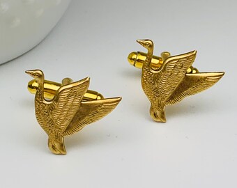 Raw Brass Duck or Goose Cuff Links Set of 2