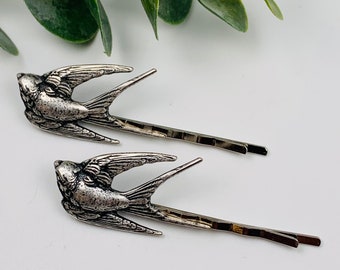 Antique Silver Sparrow Bobby Pins Set of 2