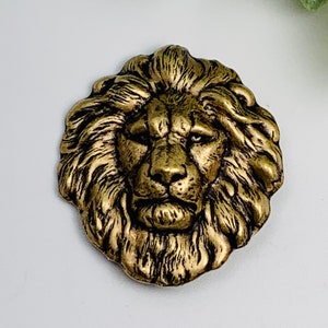 Antique Brass Lion Head Brooch image 2