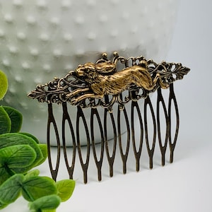 Antique Brass Running Rabbit Hair Comb