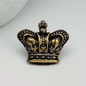 Antique Brass Royal Crown Tie Tack or Lapel Pin