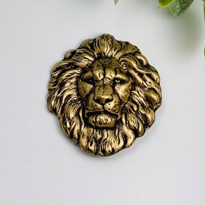 Antique Brass Lion Head Brooch image 3