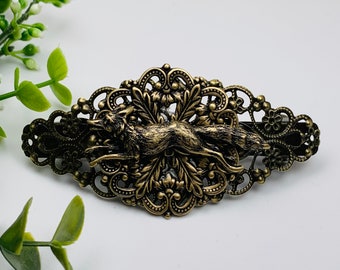 Antique Brass Fox Hair Clip/Barrette