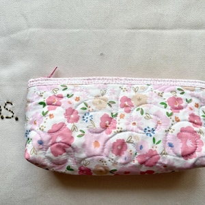 Quilted Floral Cell Phone Pouch: Pink Posies and Blue Flowers