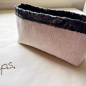 Off White Fabric Bin: Plush Paisley Lining, Desk Organizer