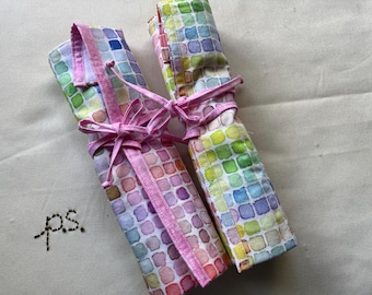 Small Pastel Paint Blocks Roll Up Paint Brush Carrier