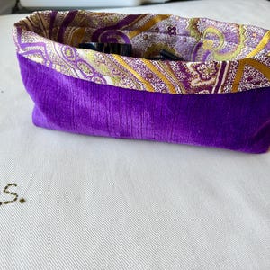 Purple Plush Fabric Bin: Paisley Lining, Desk Organizer