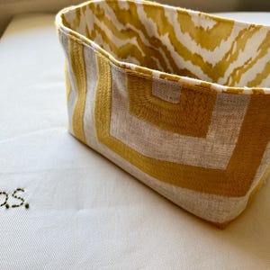 Yellow Bands and Animal Print Fabric Bin