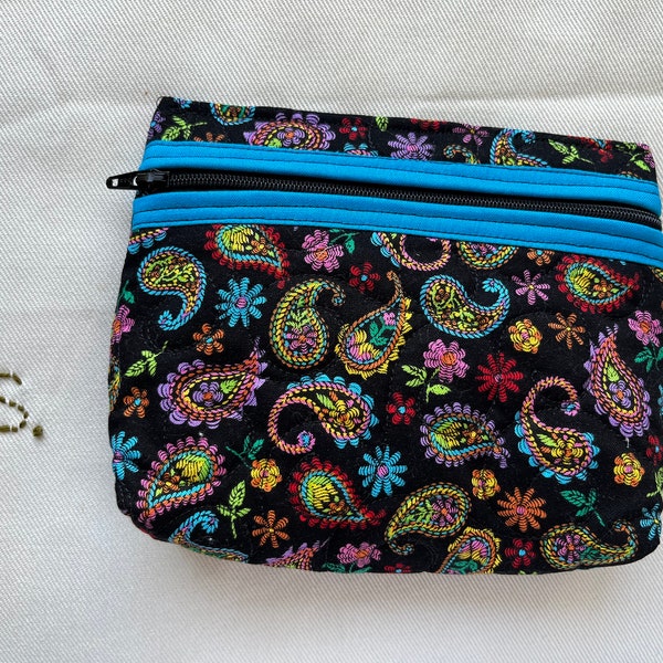 Bright Modern Paisley Pouch - Modern Paisley Print Cell Phone Pouch