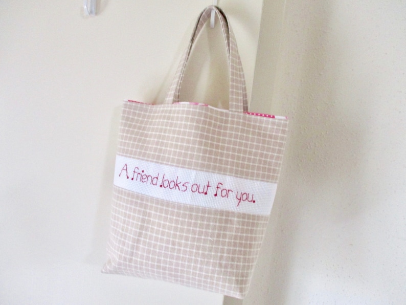Friendship Mini Tote Bag Friendship and Cupcakes Reversible Gift Bag