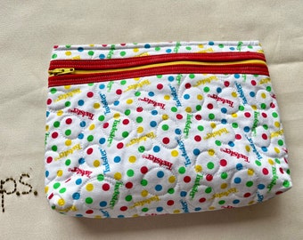 Twister spots on White Quilted Makeup Pouch - Twister Print School Supplies Case