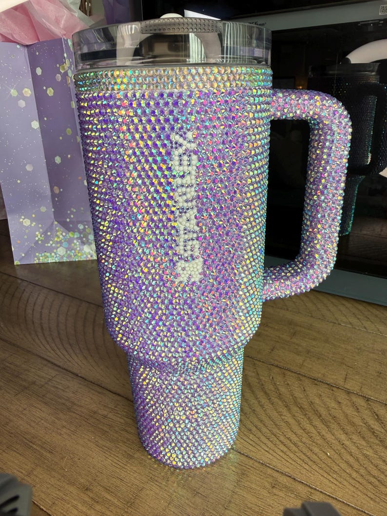 Custom Rhinestone Stainless Steel Stanley’s – Hand Rhinestoned | Choose Your Color! 40oz ClrDrk Amethyst